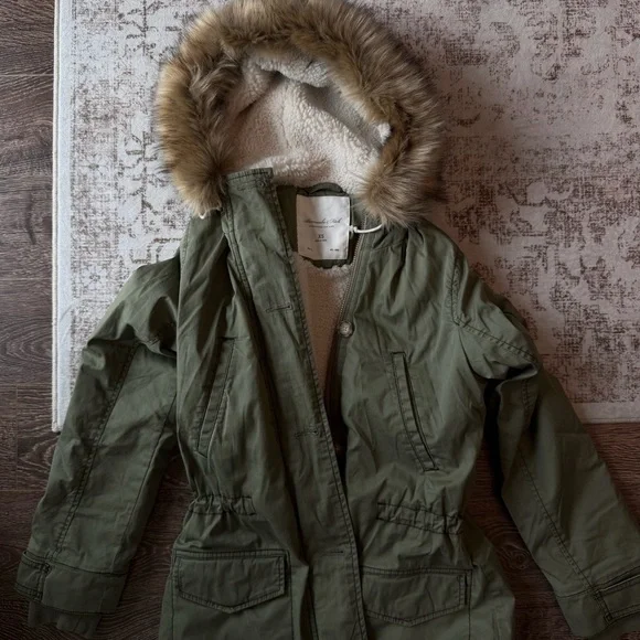 Abercrombie A&F Archive Fleece-Lined Parka in Natural Green - Picture 4 of 7